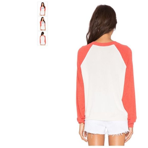 NEW! Wildfox 'AMERICA' Raglan Sweatshirt in WHITE/RED (M) - Picture 8 of 15